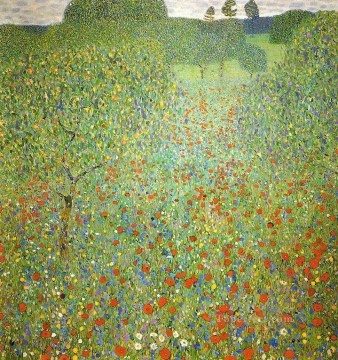 Mohnfeld Gustav Klimt paisaje jardín austriaco Pinturas al óleo